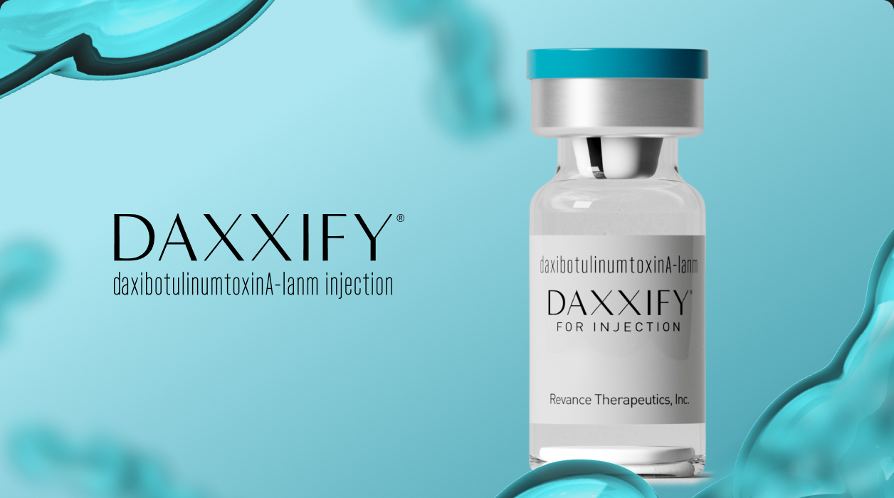 DAXXIFY vial on background.